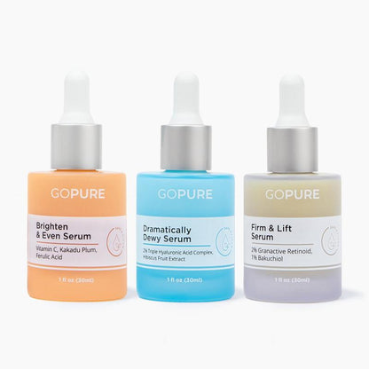 GOPURE Power Trio Facial Serums Set - Vitamin C Serum Hyaluronic Acid Serum and Retinol Serum