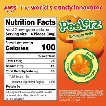 [ NEW RELEASE] (3 packs) AMOS Gummy Peel Fruity Mango and Orange Peach Banana Gummy Peelable Fruit Candy, Novel Douyin Candy, Resealable 2.5