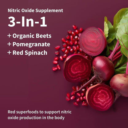Improves Blood Flow & Heart Health - Original Berry Nitric Oxide Beets - All Natural Supplement - 30 Servings