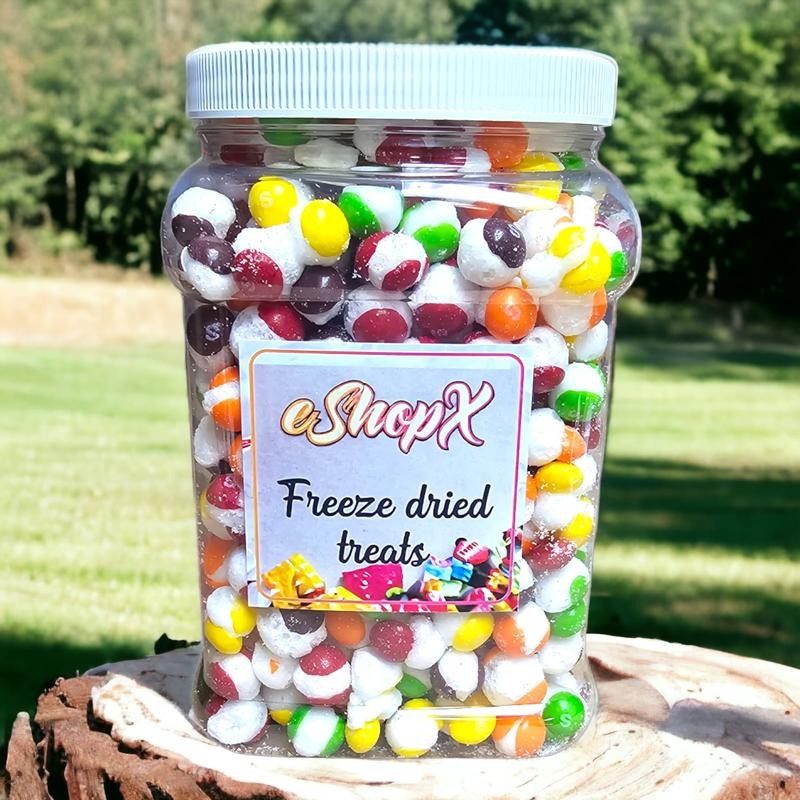 eShopX Crunchy Freeze Dried  Rainbow Candy Original Flavor in 1.5 lb ( 24 oz )  Tub Jar Container Sweet Snack Bonbon Sugar