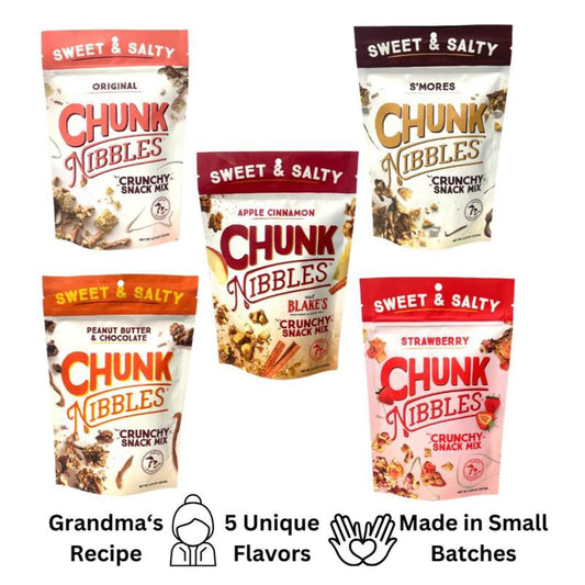 Chunk Nibbles Snack Clusters - Best Selling Sampler Pack - 5 Bags - 4.25oz per Bag - 5 Unique Flavors