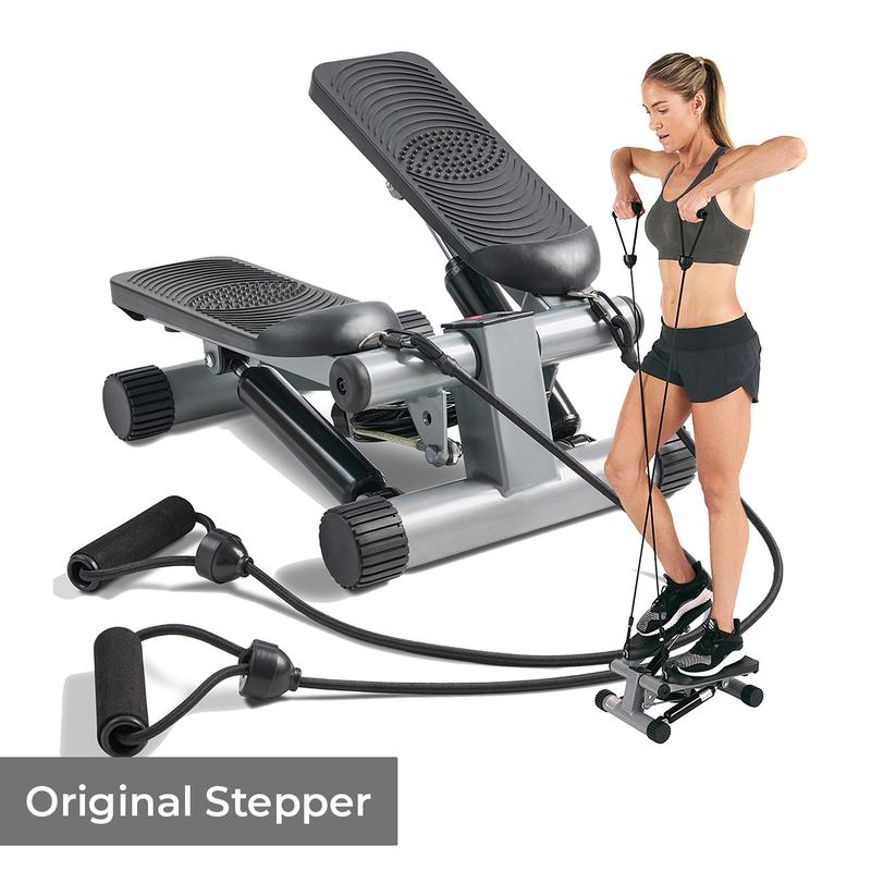 Sunny Mini Steppers for Exercise with Resistance Bands, Stair Stepper Machine for Home Exercise w/ LCD Monitor, Compact & Space-Saving Worko