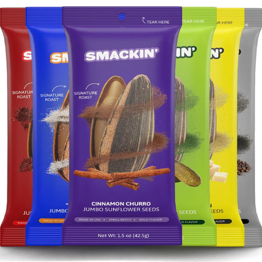Sunflower Seed Sampler Pack, 6 Total 1.5 Ounce Single Serve Bags, 6 Different Flavors