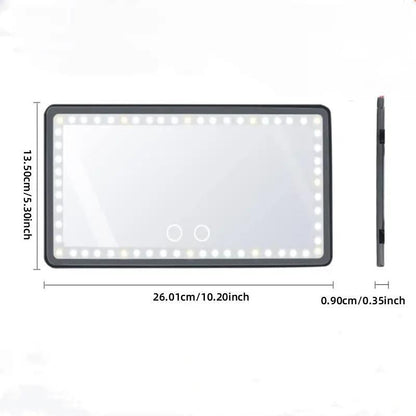 Car Sun Visor Vanity Mirror, USB Rechargeable Makeup Mirror with LED Light, Rear View Sun-shading Cosmetic Mirror with 3 Modes for Girls, Car Interior Accessories