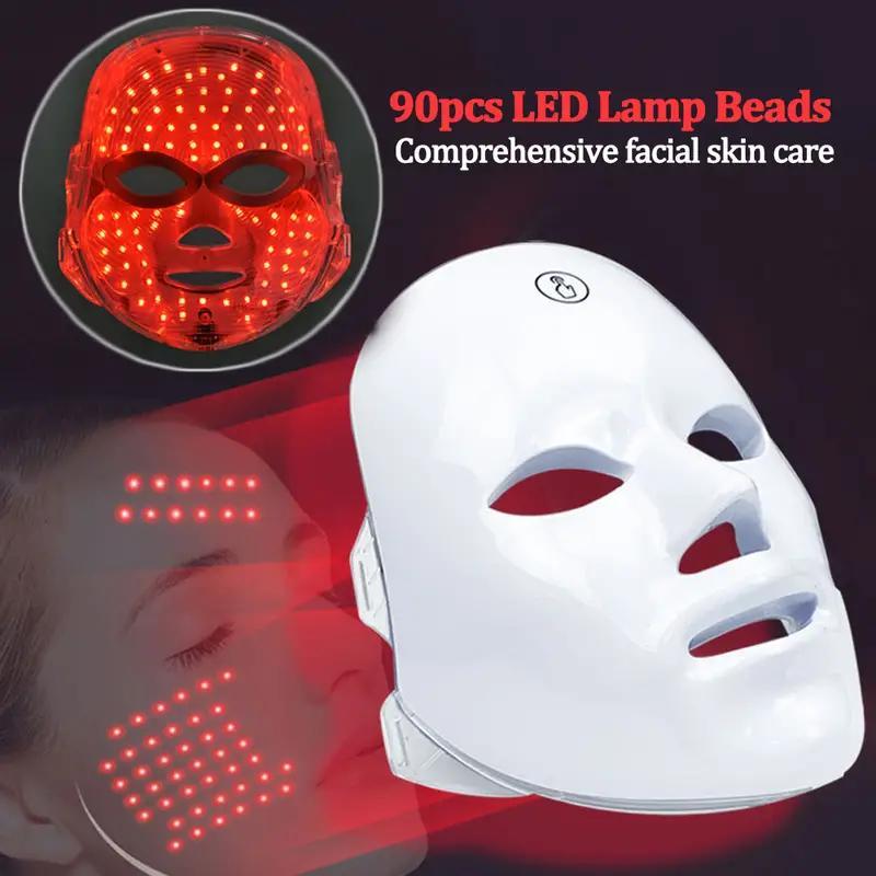 Spring USB Charge 7 Colors LEDÂ Facial Mask, ComfortÂ Photon Skin Lifting & Firming Mask for Daily Care, Face Skin Care Instruments for Wome