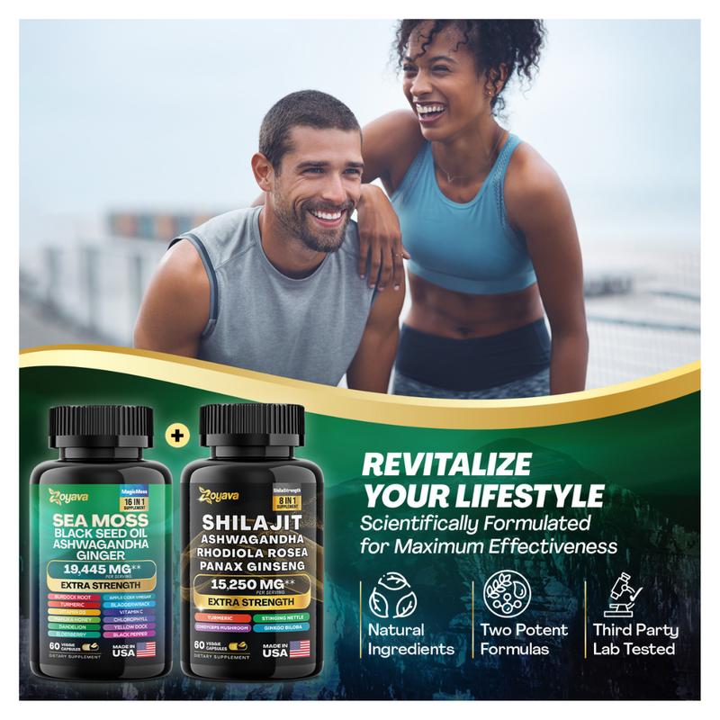 Dynamic Vitality Bundle - Zoyava Sea Moss Multivitamin & Power Combo - Made in USA with Highly Potent Herbal Ingredients
