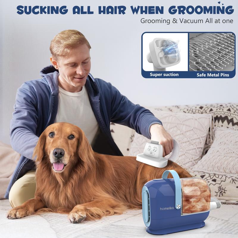 Homeika Dog Grooming Kit, 3L Vacuum with 99% Suction Power, Silent Pet Vacuum Groomer, Dog and Cat  Brush
