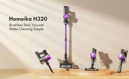Homeika Cordless Vacuum Cleaner, 28Kpa Powerful Suction, 380W Powerful Brushless Motor, 8-in-1 Lightweight Handheld Vacuum Cleaner, 50-Minut