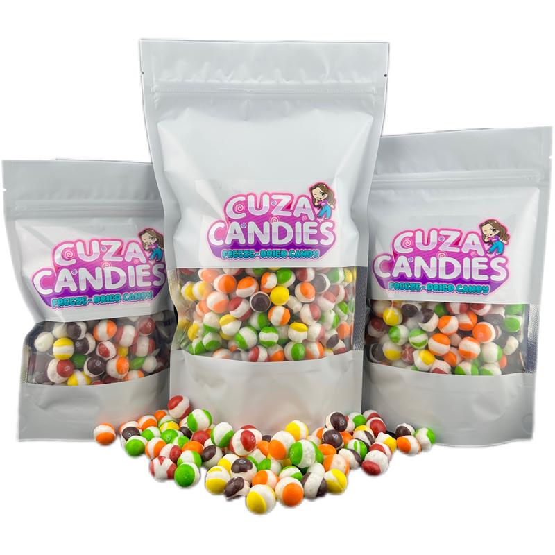 Cuza Candies - Freeze Dried Rainbow Crunch Candy Sweet Snack Bite Sugar Bonbon Flavor Fruity