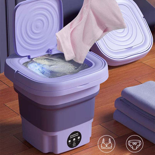 Portable Foldable Mini Washing Machine 2.11gal High Capacity With 3 Modes Deep Cleaning Half Automatic Washt Soft Spin Dry For RV Travel, Camping
