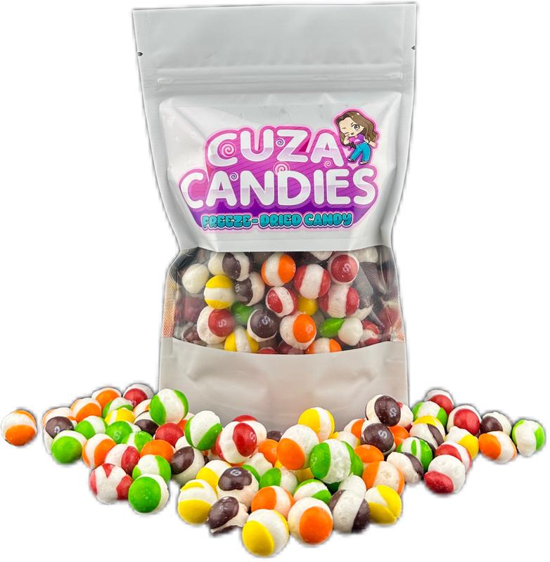 Cuza Candies - Freeze Dried Rainbow Crunch Candy Sweet Snack Bite Sugar Bonbon Flavor Fruity