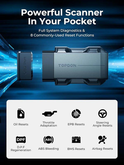 TOPDON TopScan Wireless OBD2 Scanner Bluetooth, Bi-Directional All System Diagnoses for iOS & Android