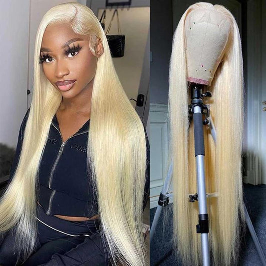 250% Density HD Transparent 613 Blonde Straight 13x4 13x6 Lace Front Human Hair Wigs For Women Brazilian Lace Frontal Wig PrePlucked