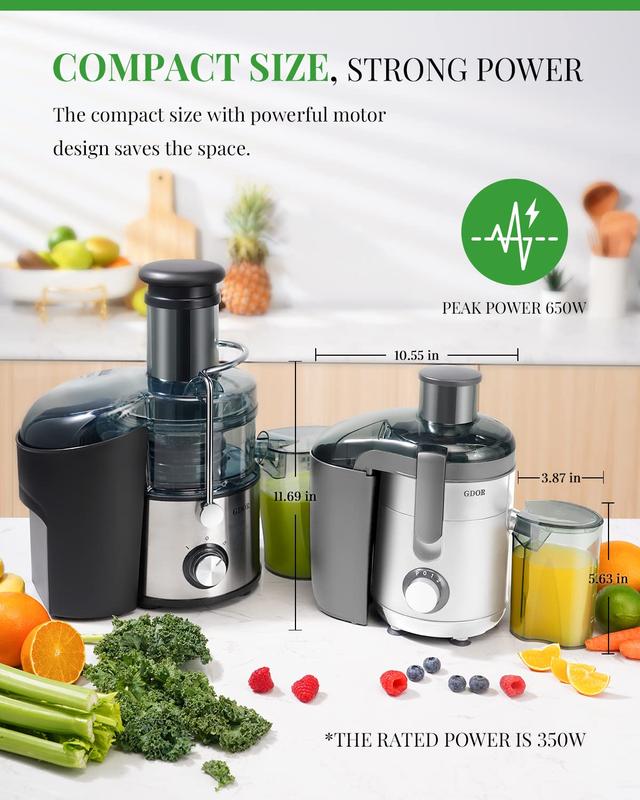 [Best Seller] Juicer Machines with Titanium Enhanced Cut Disc, Dual Speeds Centrifugal Extractor Machines with Optional 2.5"/3” Feed Chute, for Fruits and Veggies, Anti-Drip, Includes Cleaning Brush, BPA-Free