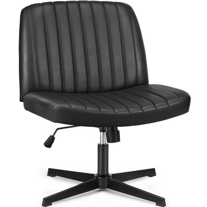 SweetFurniture Criss Cross Chair - Armless Desk Chair No Wheels Cross Legged Office Chair Wide Swivel Home Office Desk Chairs