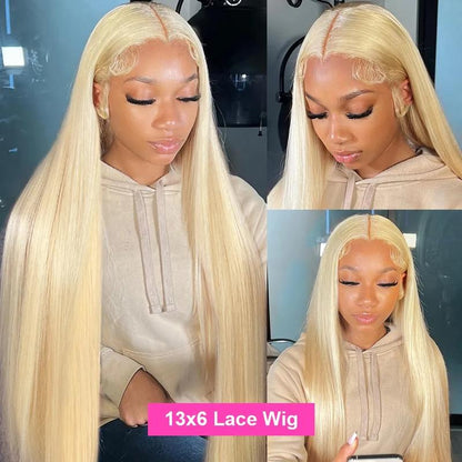 250% Density HD Transparent 613 Blonde Straight 13x4 13x6 Lace Front Human Hair Wigs For Women Brazilian Lace Frontal Wig PrePlucked