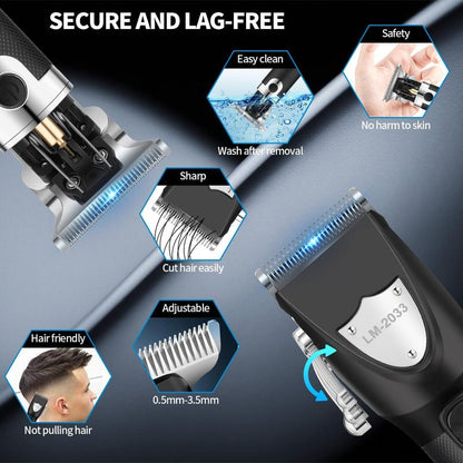 Electric Hair Trimmer, Trending Products, 1 Set Multifunctional Portable Rechargeable Hair Trimmer Shaver for Men, Rechargeable Hair Clipper with Display, Cordless Hair Trimmer, Multifunction Hair Trimmer Shaver, Men Gifts, Boyfriend Gift