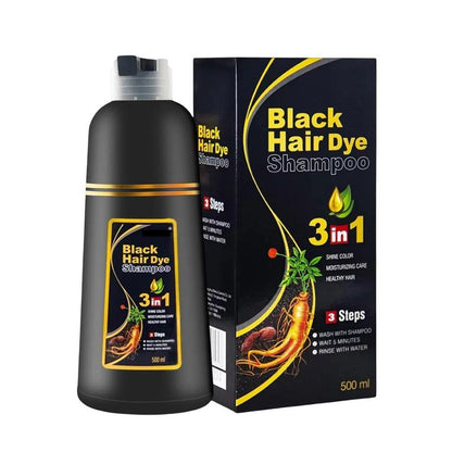 Black Hair Dye Shampoo Instant 3 in 1 +100% Grey Coverage -Herbal Ingredients