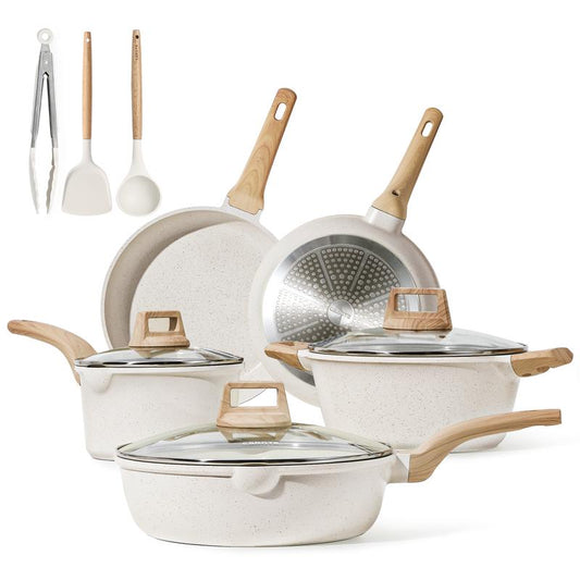 [Official] CAROTE Nonstick Pots and Pans Cookware Sets ,  10 Pcs/11 Pcs Frying Pans & Saucepans(PFOS, PFOA Free)