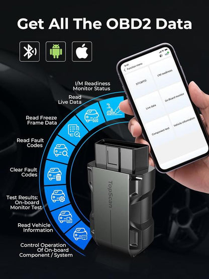 TOPDON TopScan Wireless OBD2 Scanner Bluetooth, Bi-Directional All System Diagnoses for iOS & Android