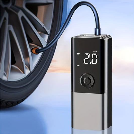 Ultra-Portable Cordless Electric Car Air Pump - Instantly Inflates Tires & More - LED Light for Safe Use Day or Night - Perfect for Cars, Bicycles, Motors, & Balls