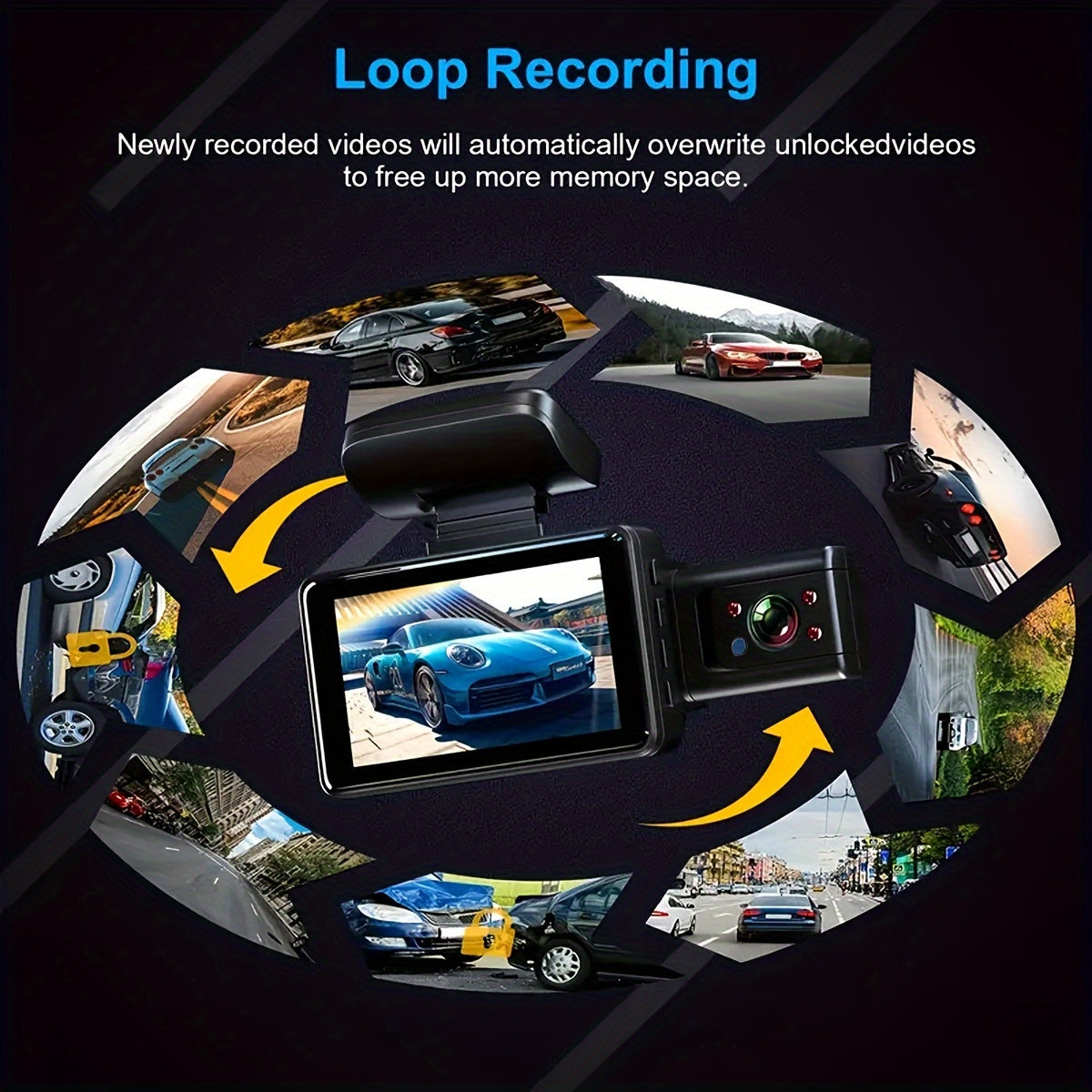 3 Inch Dual Lens Dash Cam For Cars, Front And Inside, Car Camera With Loop Recording, Night Vision, Wide Angle Car DVR Camera Car Video Recorder Vehicle Black Box