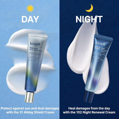 Kineff Dermacycle Program (All-day & Night) Centella Asiatica Niacinamide Tocotrienol Facial Cream (30mL x2) Skincare Intensive Hyaluronic A