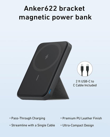 Anker 622 Magnetic Battery (MagGo) Foldable Magnetic Wireless Portable Charger and USB-C Wireless Charging