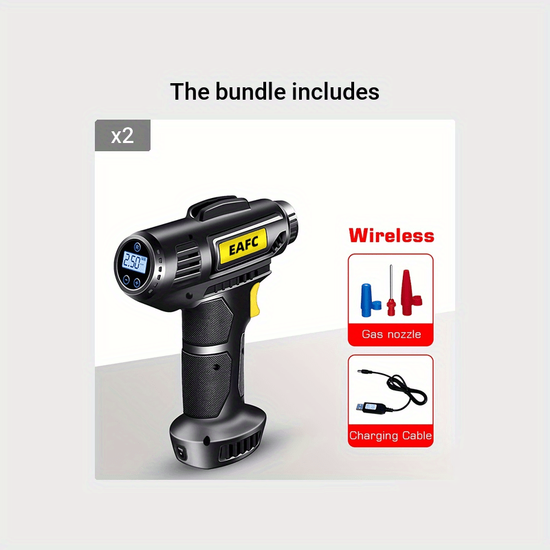 150PSI Cordless Tire Pump: USB Charging, Night-Light, & Pressure Gauge - Your Go-To for Cars, Bikes, and More!