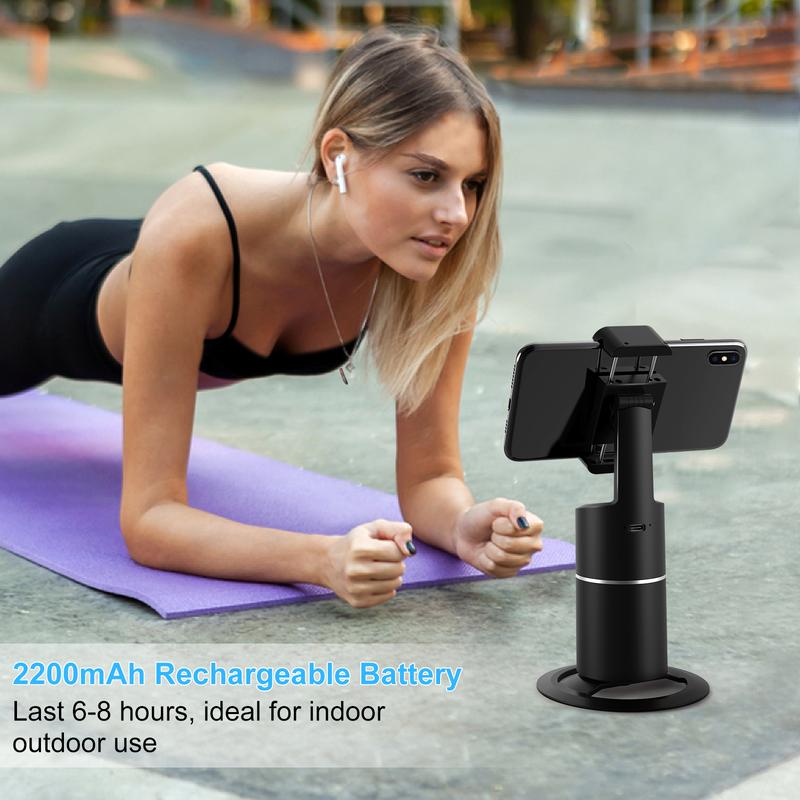 Auto Face Tracking Tripod, Mother's Day Gift,No App Required, 360° Rotation Face Body Phone Camera Mount Smart Shooting Phone Tracking Holder for Live Vlog Streaming Video, Rechargeable Battery Accessories Selfie