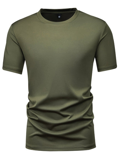 5pcs Men's Fashion Sports T-shirt, Casual Stretch Round Neck Tee Shirt For Summer