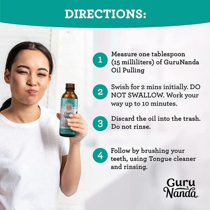 GuruNanda Cocomint Pulling Oil with 7 Essential Oils & Vitamins D, E & K2 - 8 oz